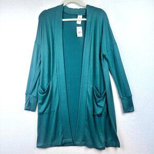NWT Member's Mark Super Soft Teal Cardigan Size Small Beachy Coastal Lightweight